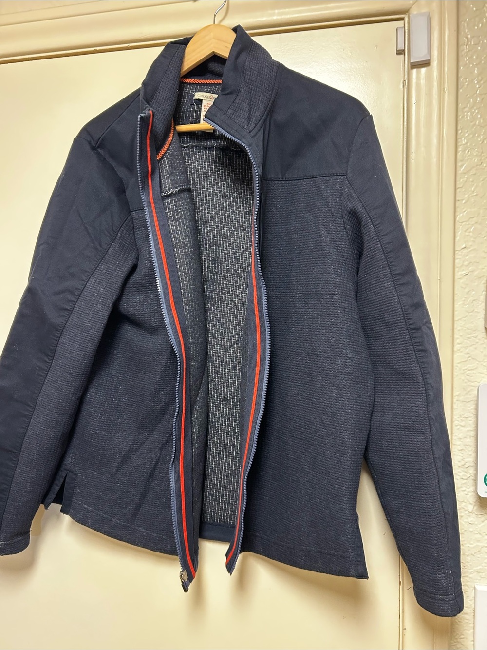 Men's Carbon2Cobalt Navy Zip-Up Knit Jacket with Contrast Trim